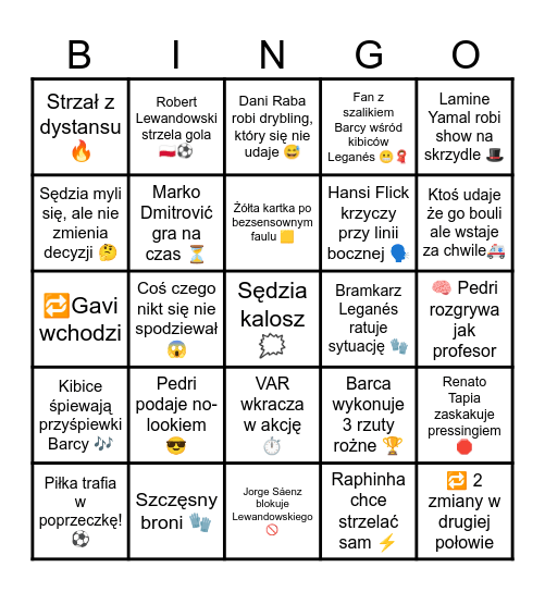 Leganés vs FC Barcelona 🔥⚽ Bingo Card