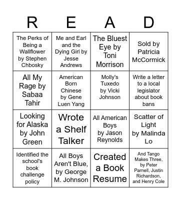 Banned Book Bingo Card