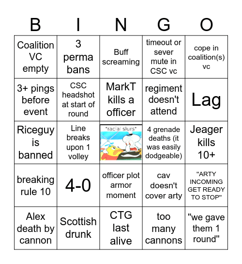 NWRP event Bingo Card