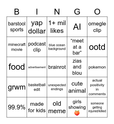 tt vs reels Bingo Card