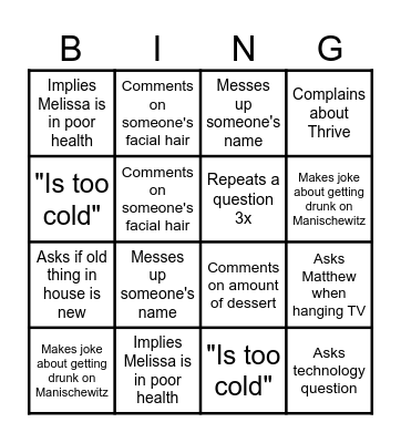 Grandma Bingo : Passover Edition Bingo Card