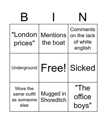 Swizz London Bingo Card