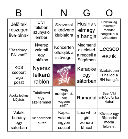 Rémiszterek Bingo Card