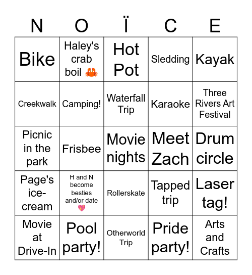 NOÏCE Bingo Card