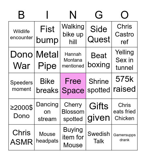 Cycleathon Day 9 Bingo Card