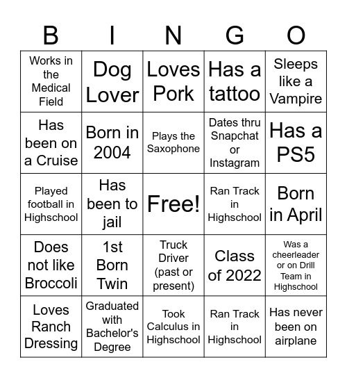 Happy Birthday Twins Bingo Card