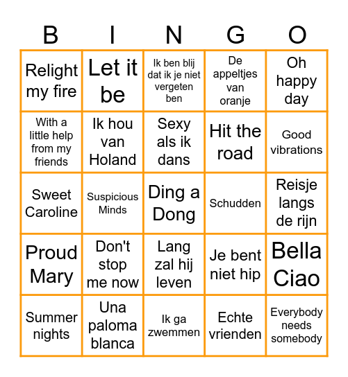 Koningsdag en Verjaardags Bingo Card