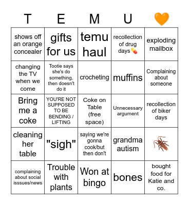 Grandma's House Bingo Card
