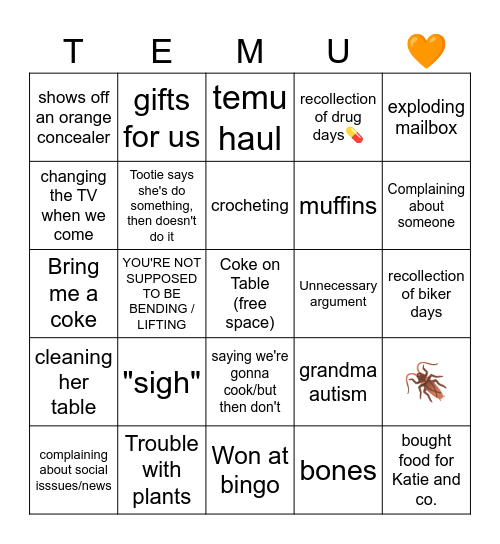 Grandma's House Bingo Card