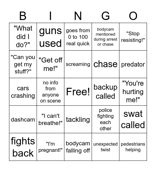 pollice Bingo Card