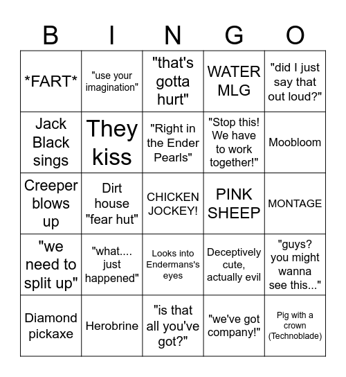 Minecraft Bingo Card
