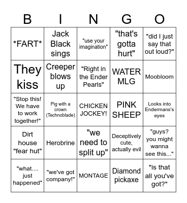 Minecraft Bingo Card