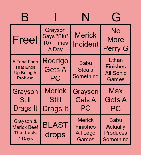 GC BINGO Card