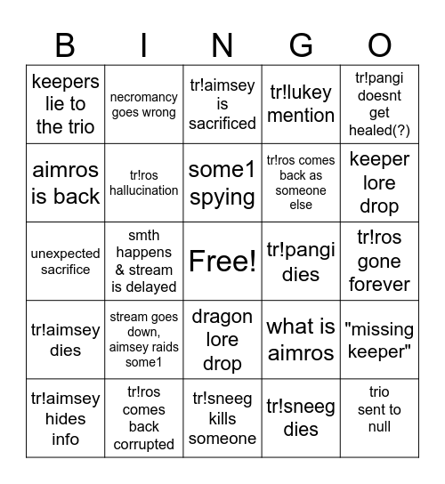 Sunday 13/April Bingo Card
