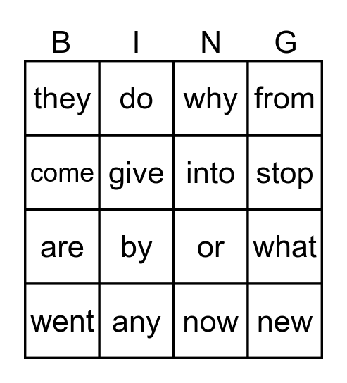 Red Word BINGO Card