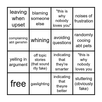 willow Bingo Card