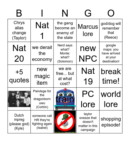 Bing Mundus Bingo Card