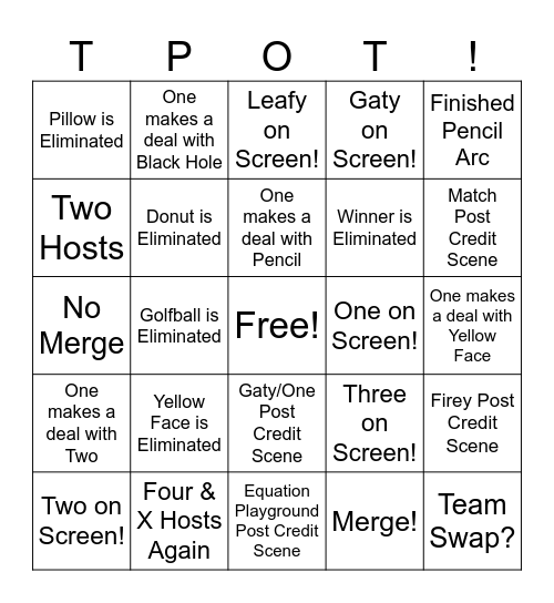Tpot 17 Bingo Bingo Card