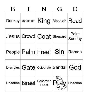 Palm Sunday Bingo Card