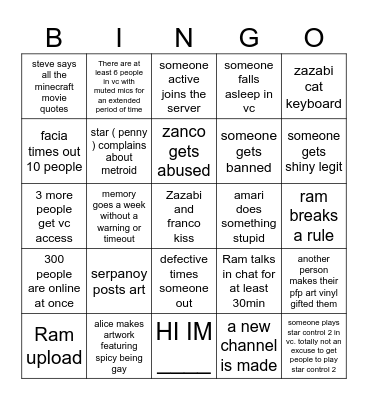 Untitled Bingo Card