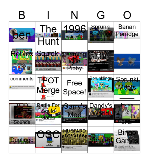 Youtube Bingo Card