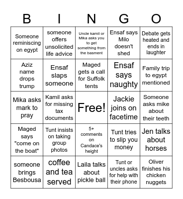 Egyptian Easter Bingo Card