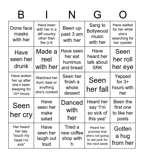 Madz 23rd!!!! Bingo Card