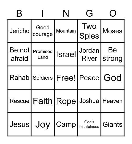 Fear & Faith in Jercho Bingo Card