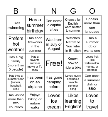 Boarding Pass Bingo Card