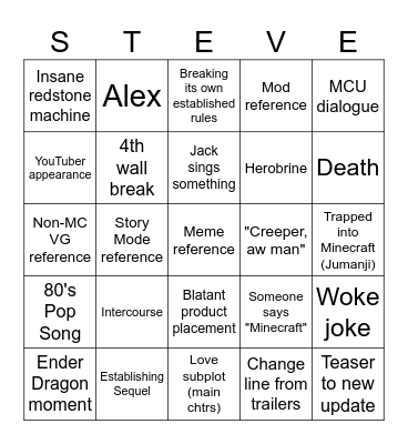 Mr. Splooge MC Craft Bingo Card