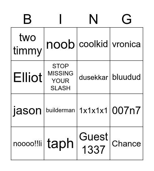 freaksaken bingo🤑🤑 Bingo Card