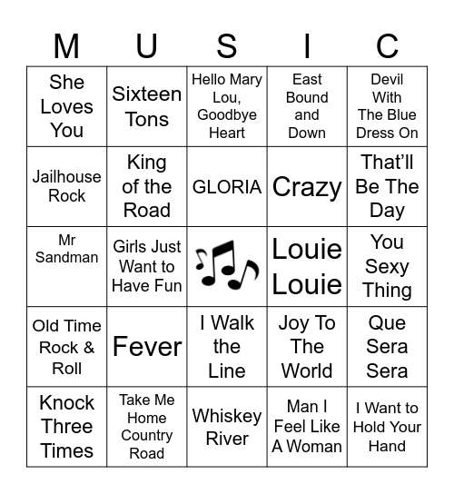 SING-ALONG Bingo Card
