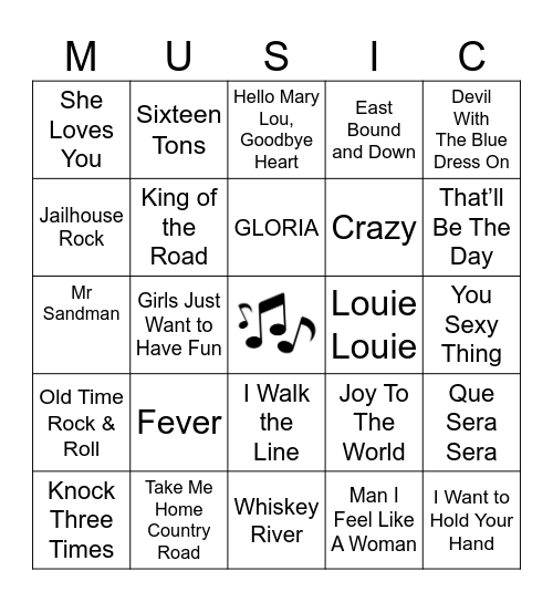 SING-ALONG Bingo Card