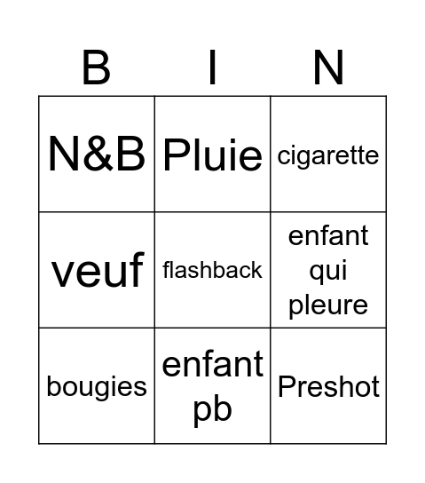 PRESHOT 1ère Bingo Card