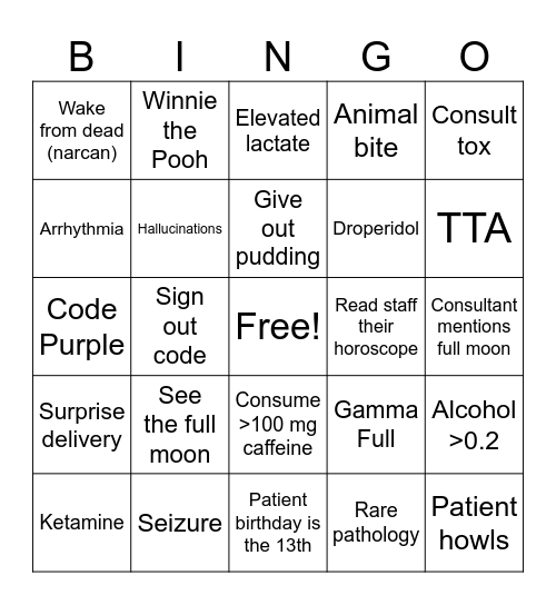 Full Moon Bingo Card