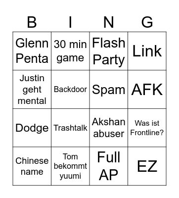 LEAGUE PSYCHOSE Bingo Card