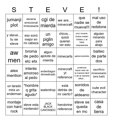 MINECRAFT Bingo Card