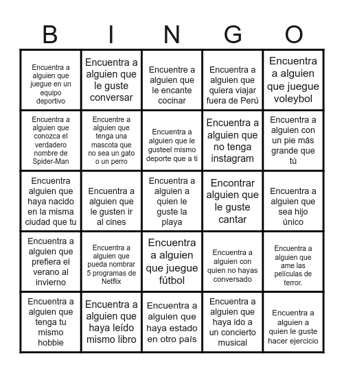 Bingo de Compañeros Bingo Card