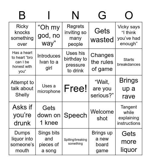 Ricky Bingo Card