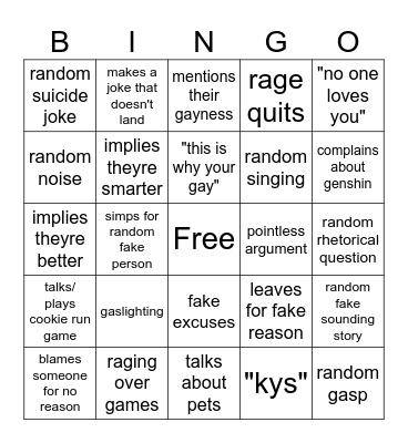 willow Bingo Card