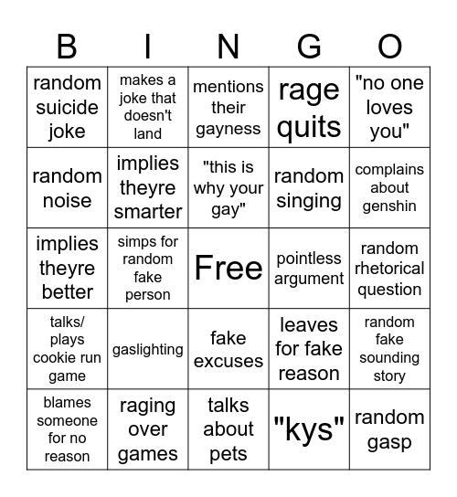 willow Bingo Card