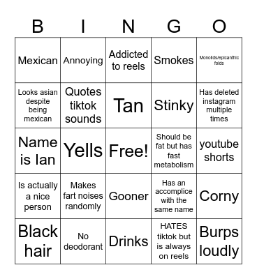 Fatfuck Bingo Card