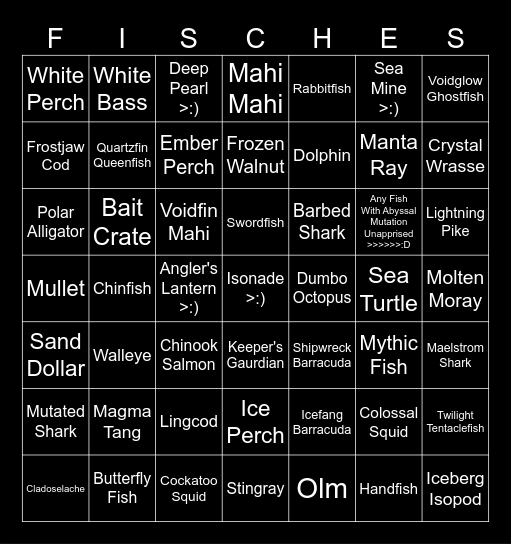 Fisch Bingo Card