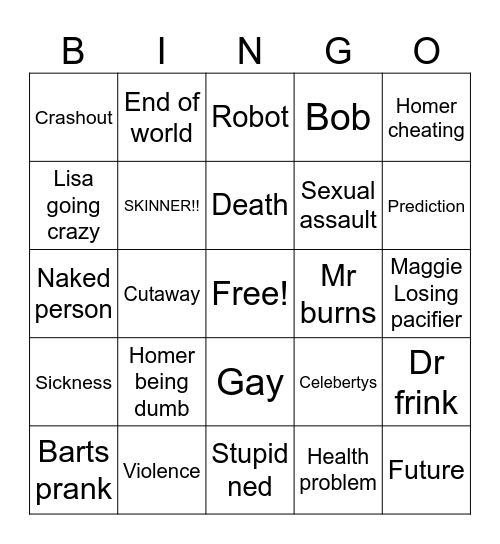 Simpson bingo Card