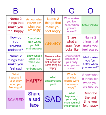 EMOTIONS BINGO Card