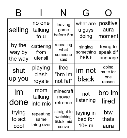 Isaacs bingo Card