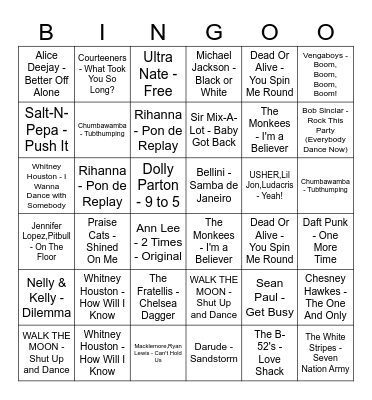 AB Music Bingo Card