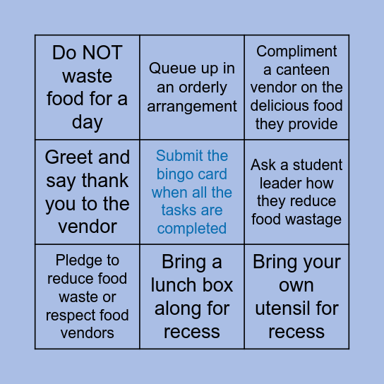 DINER QUEST Bingo Card