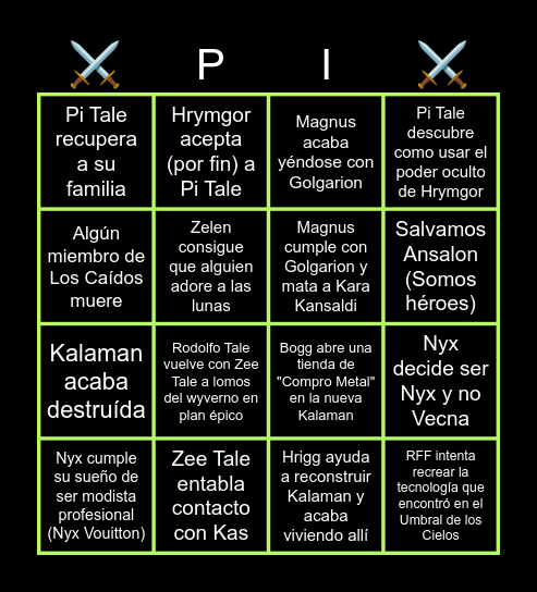 LOS CAÍDOS Bingo Card