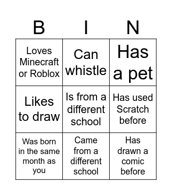 Ice Breaker!! Bingo Card